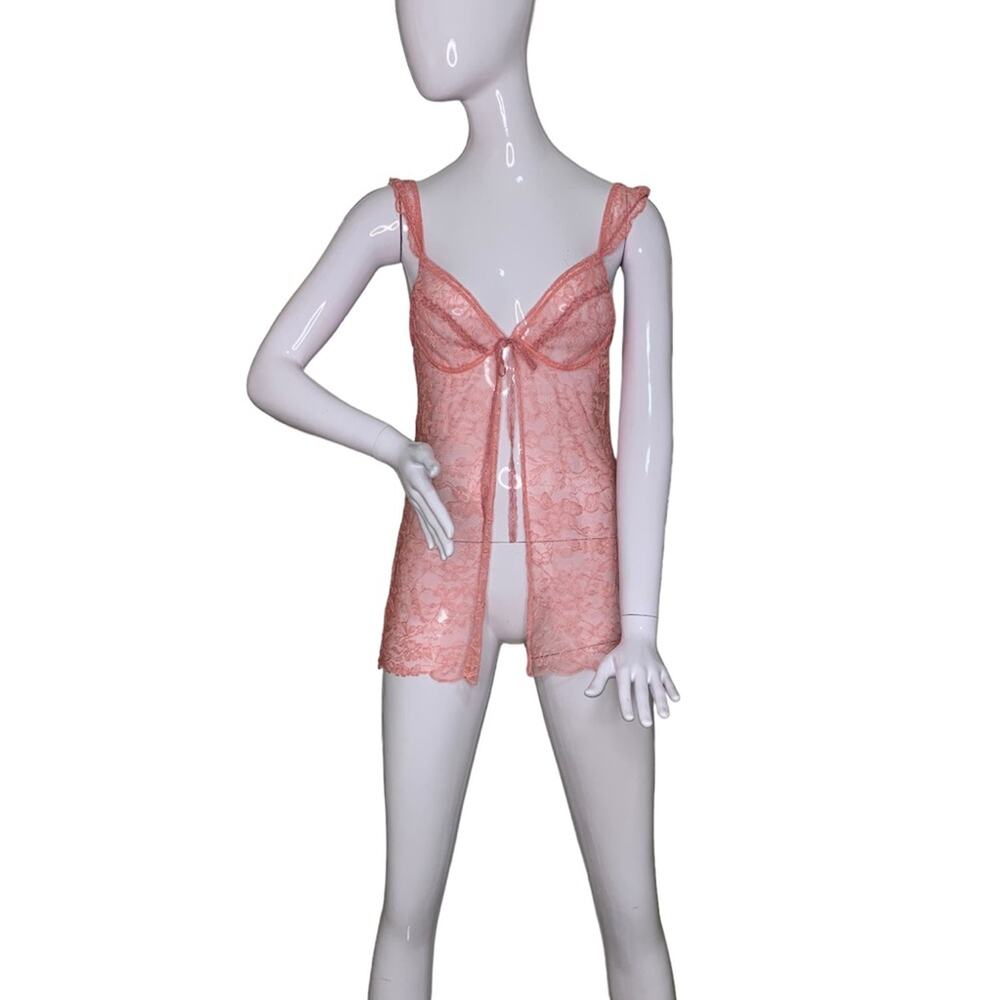 Victoria's Secret Y2K All Lace Baby Doll Pale Pink Size M Slit Down The Middle